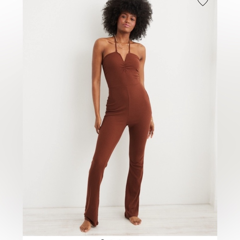 AERIE HALTER RIBBED JUMPSUIT